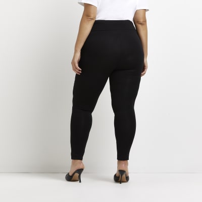 Plus black high waisted jersey leggings