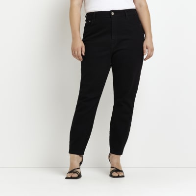 Plus black high waisted mom jeans