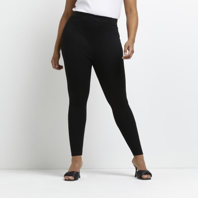 River Island slit hem ponte leggings in black