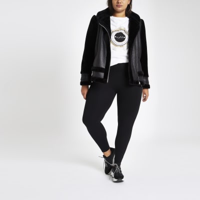 Plus black jersey leggings