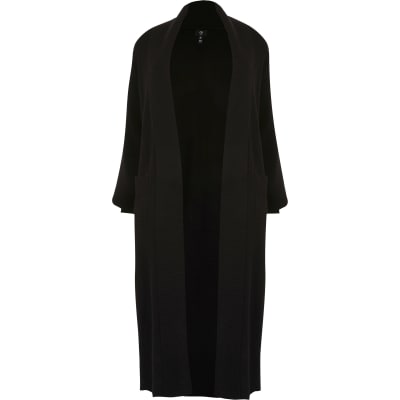 Plus black knitted maxi cardigan