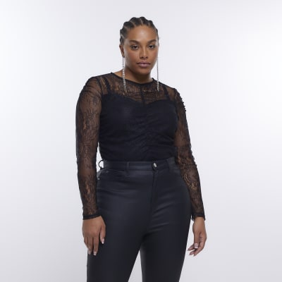 black lace top womens