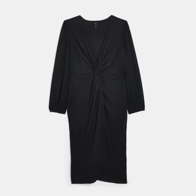 Plus black long sleeve midi dress