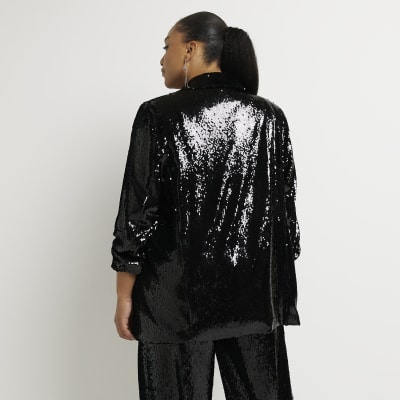 River island black deals sequin blazer