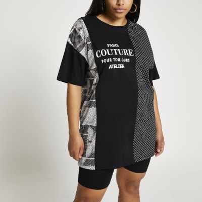 Plus black 'Paris' RI oversized t-shirt