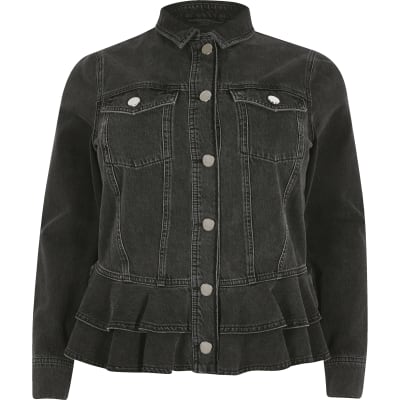 black fitted denim jacket