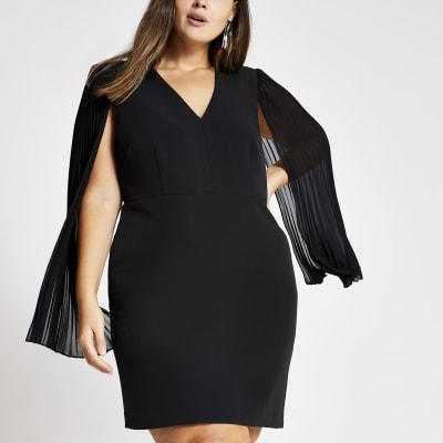 river island black pleated dress