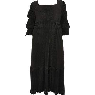 river island black plisse dress