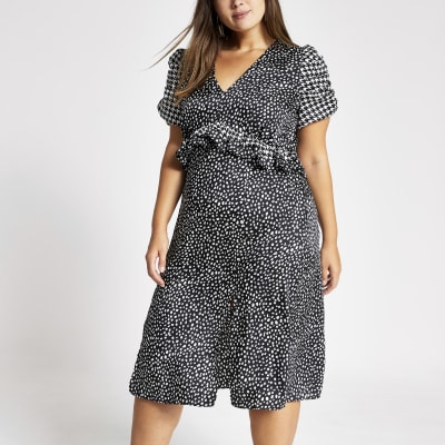 river island black polka dot dress