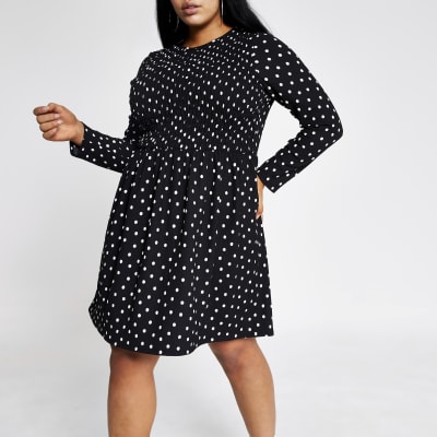 river island black spot dress