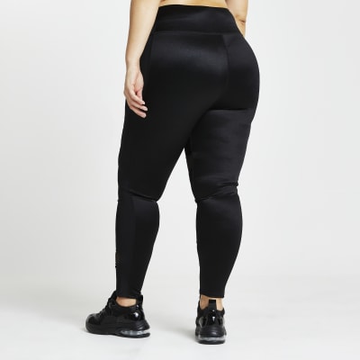 Plus black RI Active mesh panelled Leggings