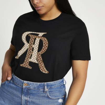 Plus Black 'RR' monogram t-shirt