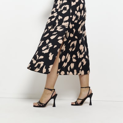 Plus black satin midi shirt dress