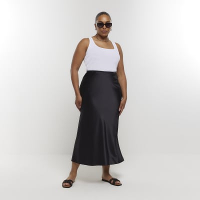 Mid length satin outlet skirts plus size