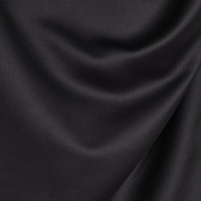 Plus black satin wrap mini dress