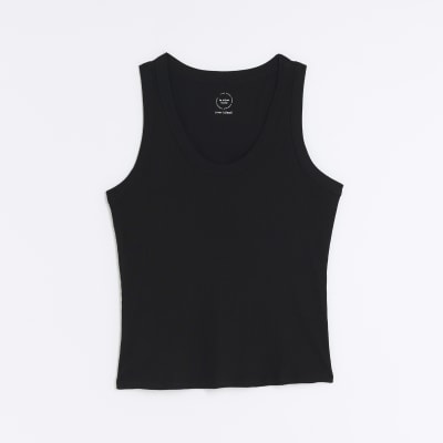 Plus black scoop neck vest top | River Island