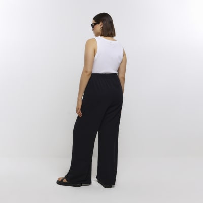 Plus black scuba wide leg trousers River Island