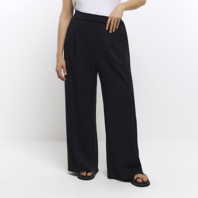 Plus black scuba wide leg trousers River Island