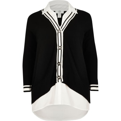 black shirt with cardigan