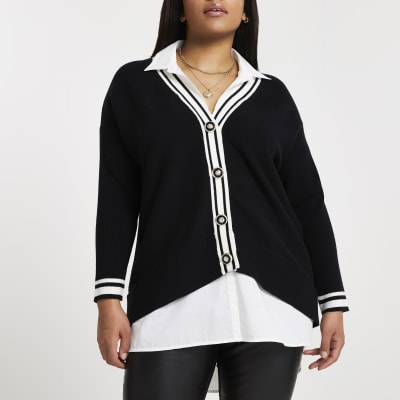 black shirt with cardigan