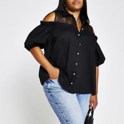 cold shoulder black shirt