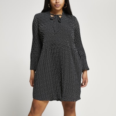 river island black spot dress