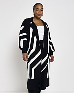 Plus black striped longline cardigan