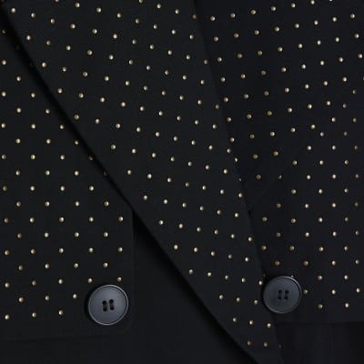 Plus black studded longline trench coat River Island