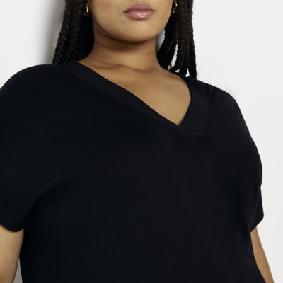 Plus black v-neck t-shirt