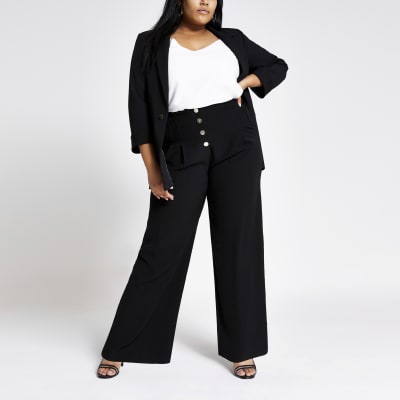 river island black flared trousers