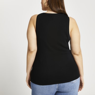 Plus black wide scoop cami top