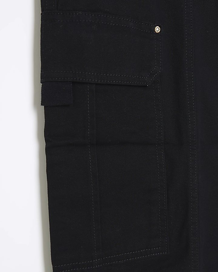 Plus black zip cuffed cargo trousers | River Island