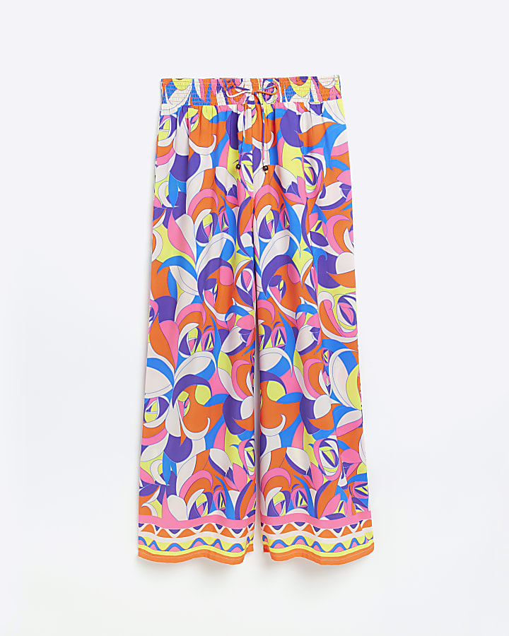 Plus Blue Abstract Palazzo Trousers