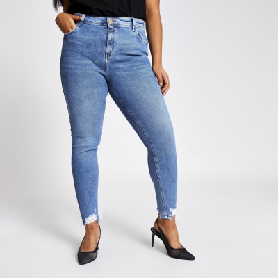 blue mid rise jeans