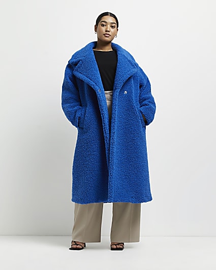 Plus blue borg oversized coat