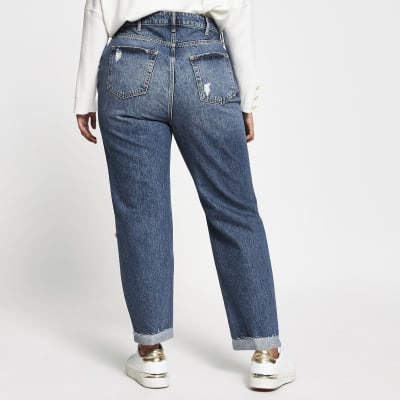 Plus Blue Carrie high rise ripped jeans