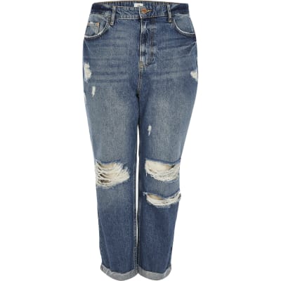 Plus Blue Carrie high rise ripped jeans
