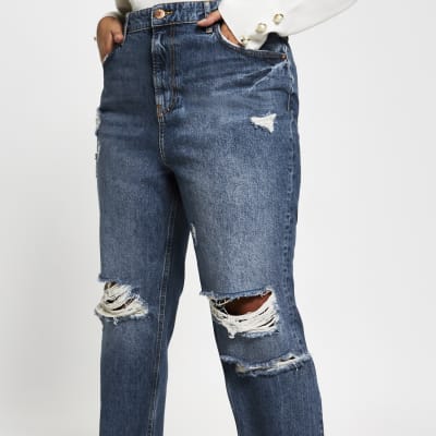 Plus Blue Carrie high rise ripped jeans
