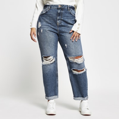 Plus Blue Carrie high rise ripped jeans