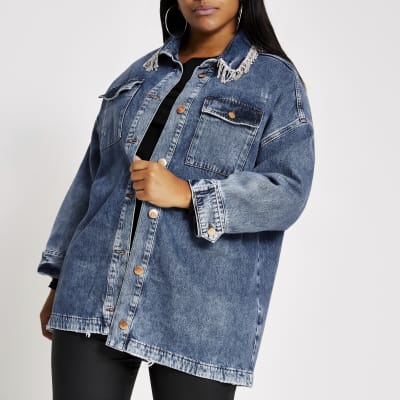 denim shacket plus size