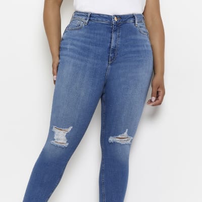 Plus blue FTBC ripped bum sculpt skinny jeans
