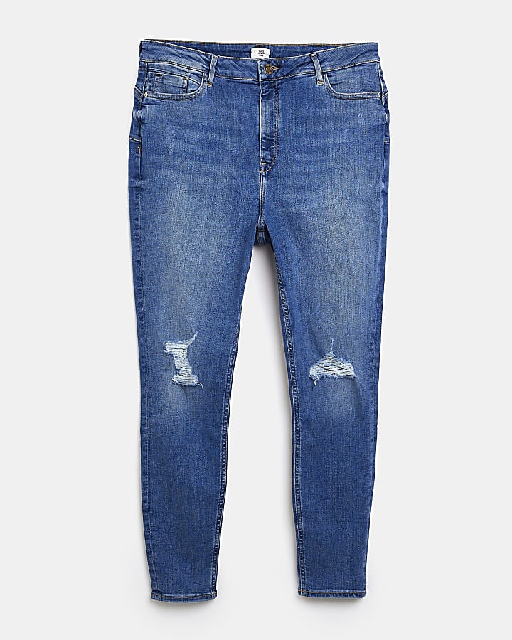 Plus blue FTBC ripped bum sculpt skinny jeans