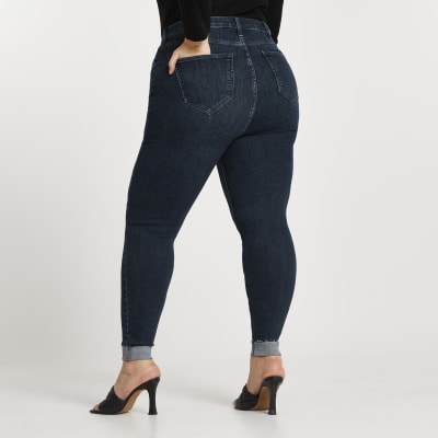 Plus blue high rise skinny jeans