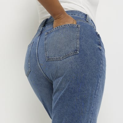 Plus blue high waisted mom jeans River Island