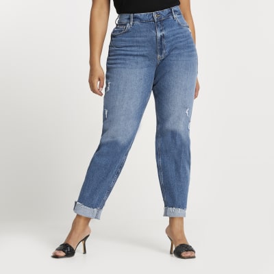 Plus blue high waisted mom stretch jean