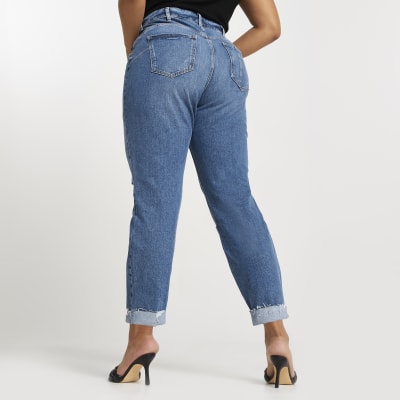 Plus blue high waisted mom stretch jean