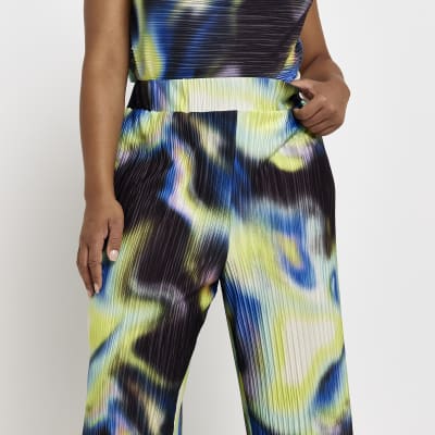 Plus blue ombre wide leg trousers