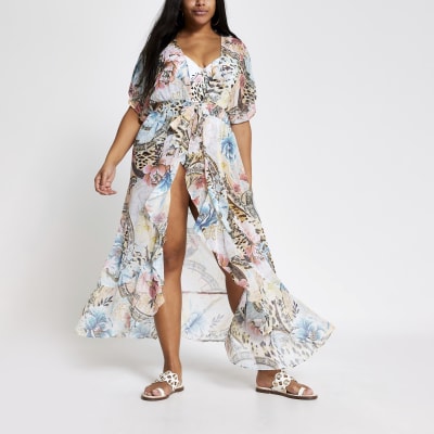 river island embellished maxi kimono