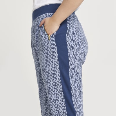 Plus blue RI monogram jaquard slim joggers