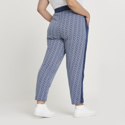 Plus blue RI monogram jaquard slim joggers